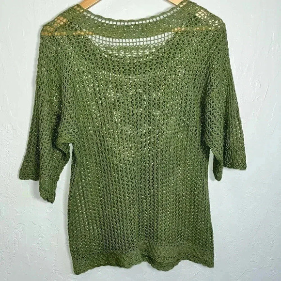 Coldwater Creek Green Boho Crochet Top Medium‎ - Picture 2 of 4